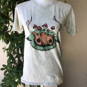 Stephanie Bayles Guild Of Calamity Forest Head Green Wash T-Shirt Size Small